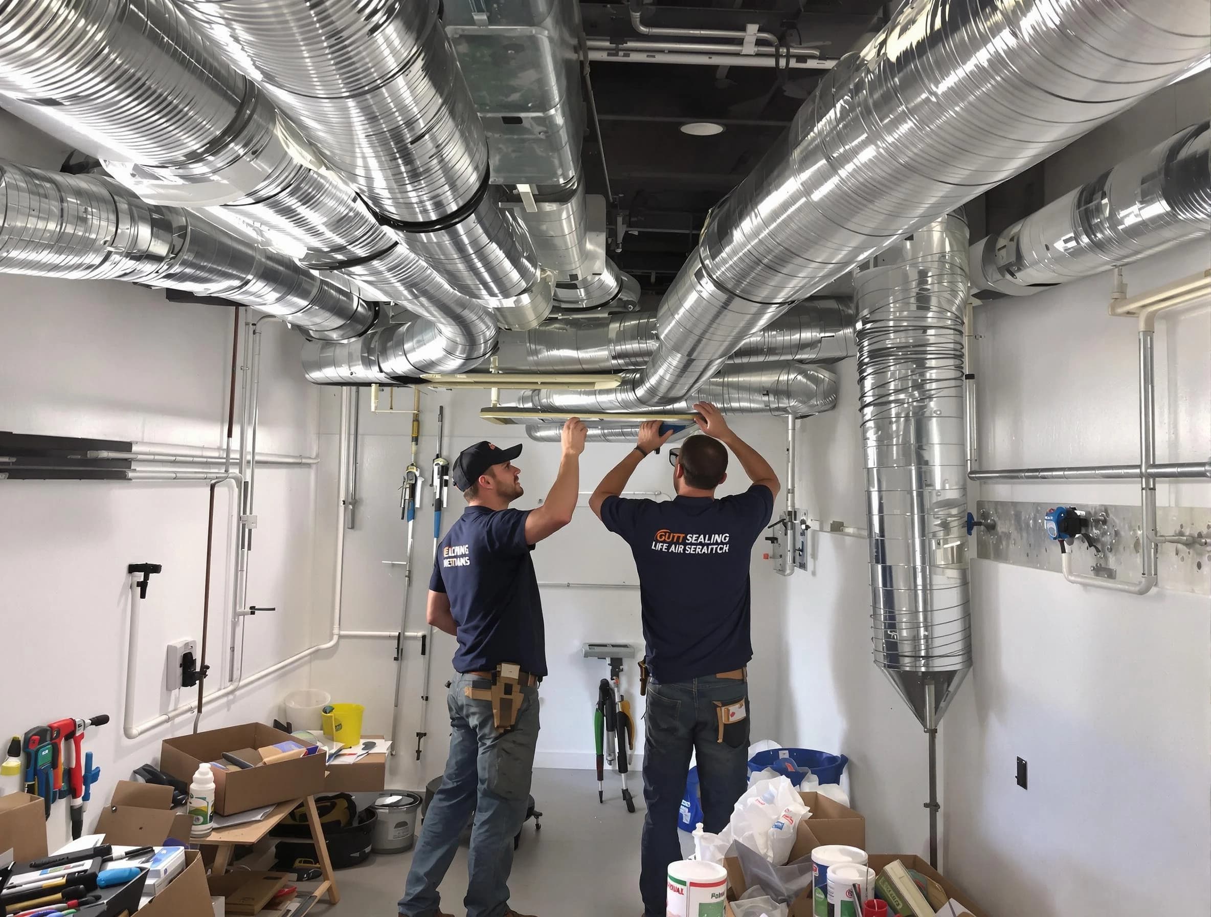 Fair Oaks Air Duct Cleaning technician applying professional duct sealing solutions in Fair Oaks