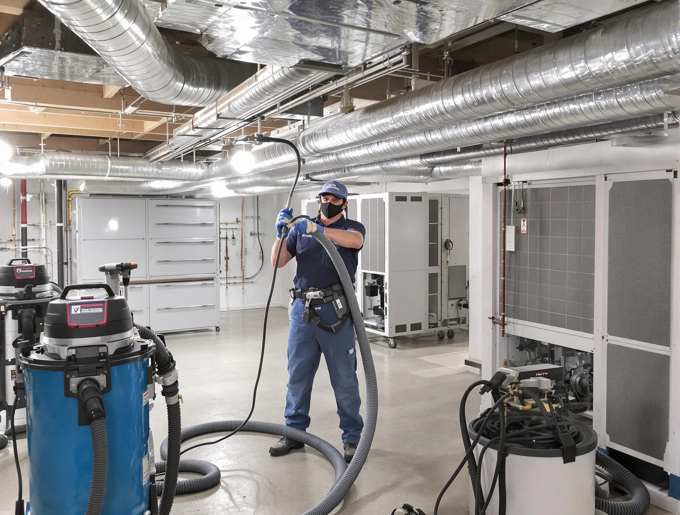 Fair Oaks Air Duct Cleaning specialist performing thorough central air duct cleaning for improved system efficiency in Fair Oaks