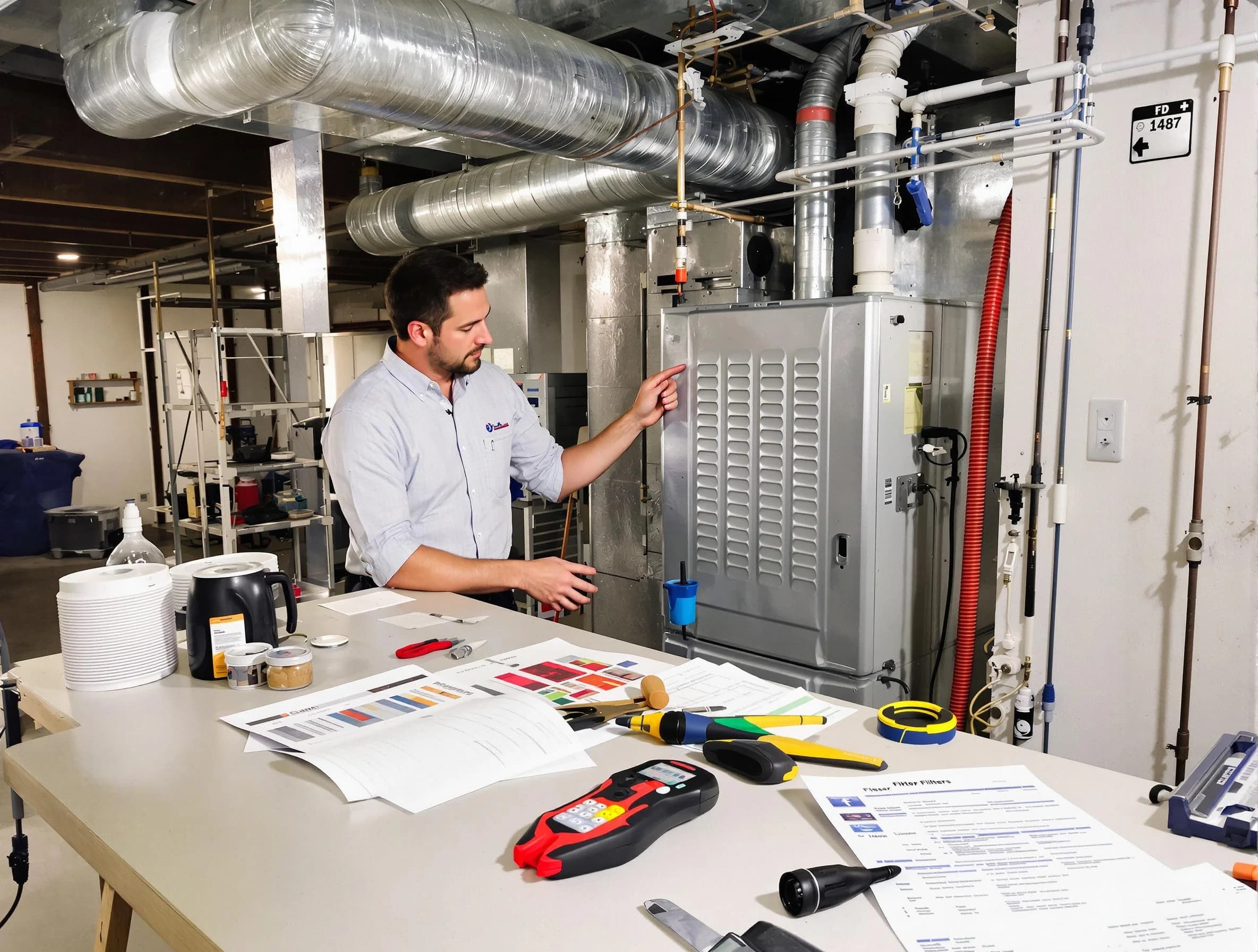 Fair Oaks Air Duct Cleaning inspector conducting detailed filter system evaluation using professional diagnostic tools in Fair Oaks