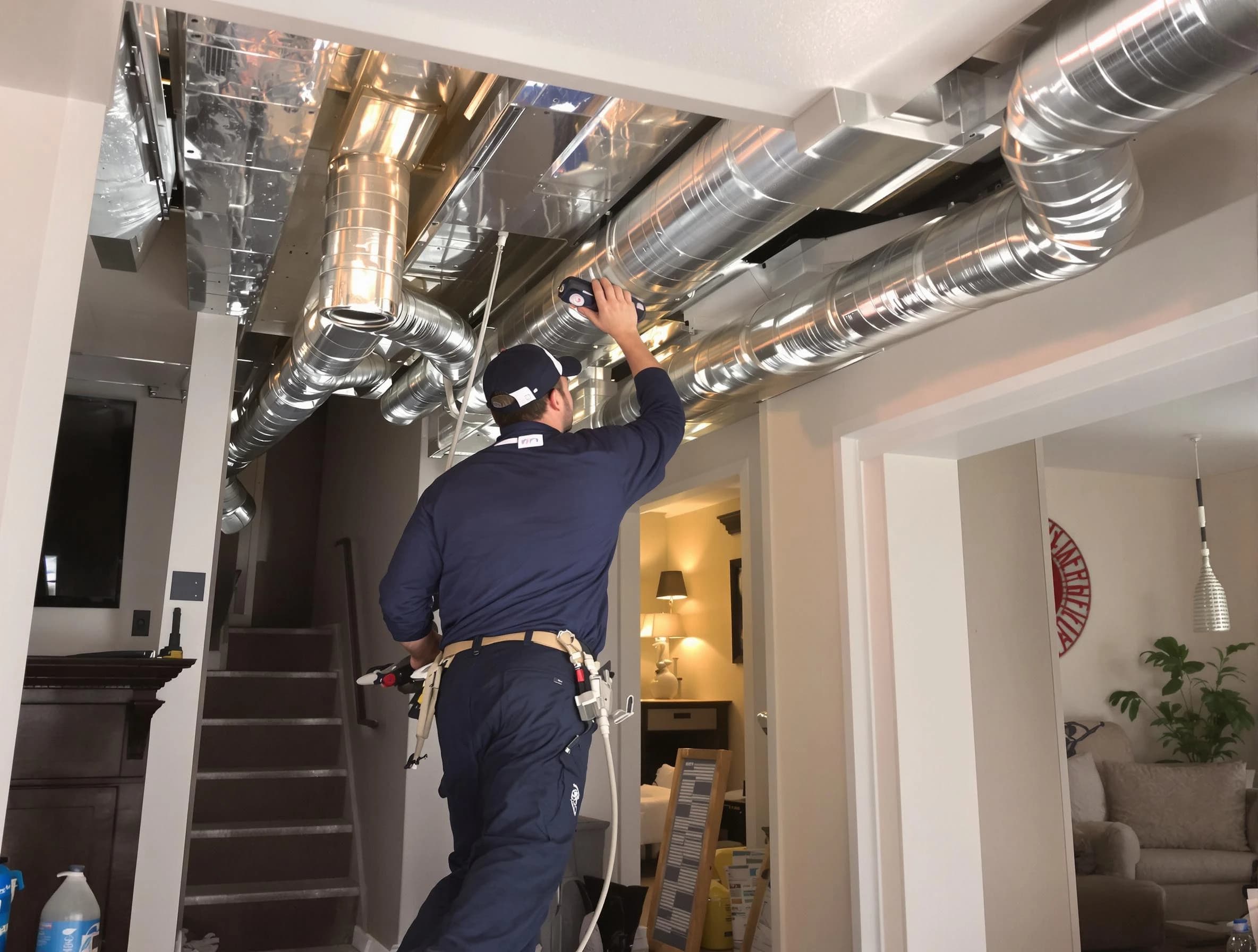 Fair Oaks Air Duct Cleaning expert performing specialized duct cleaning in a mobile home in Fair Oaks