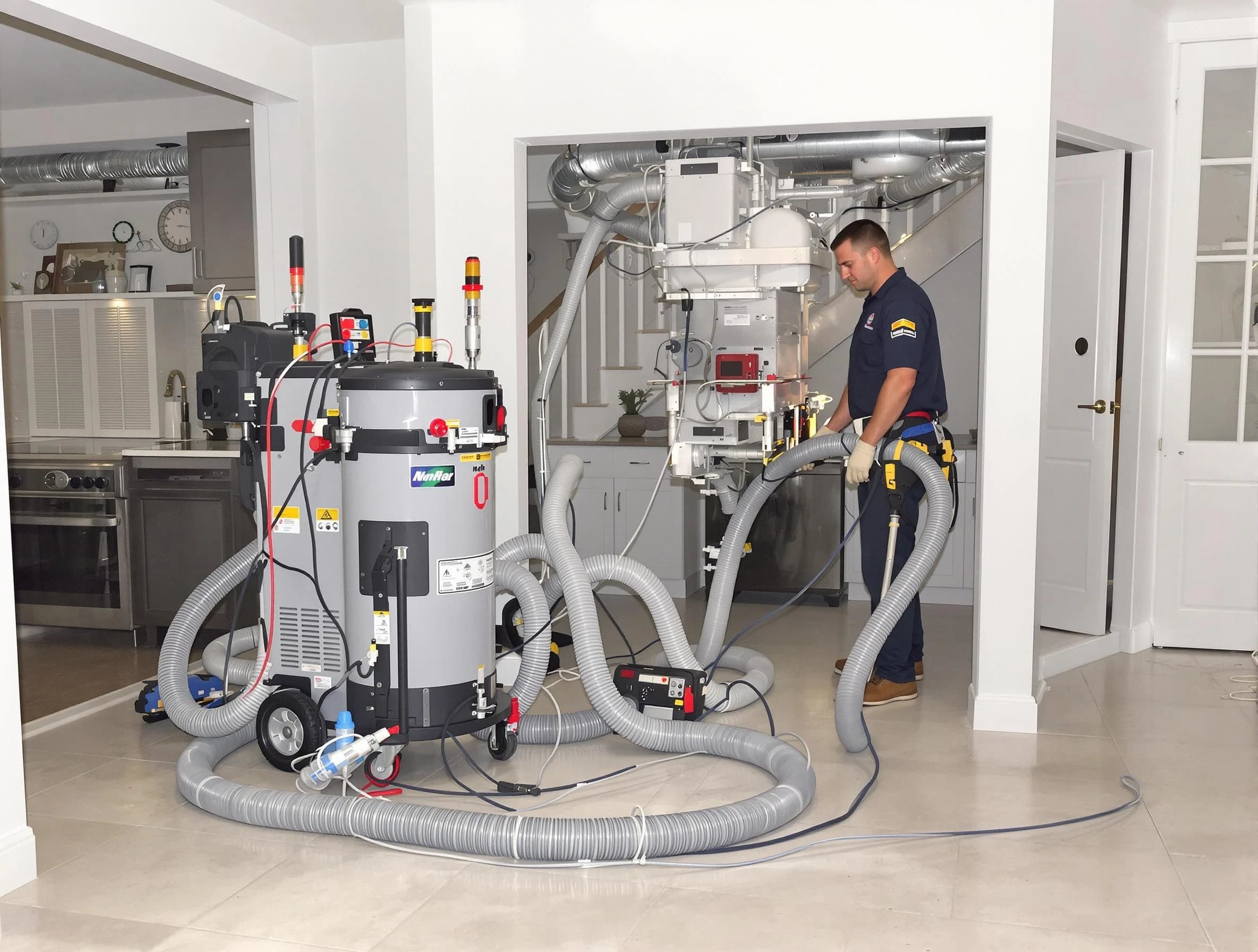 Fair Oaks Air Duct Cleaning technician operating negative pressure cleaning equipment for thorough duct maintenance in Fair Oaks