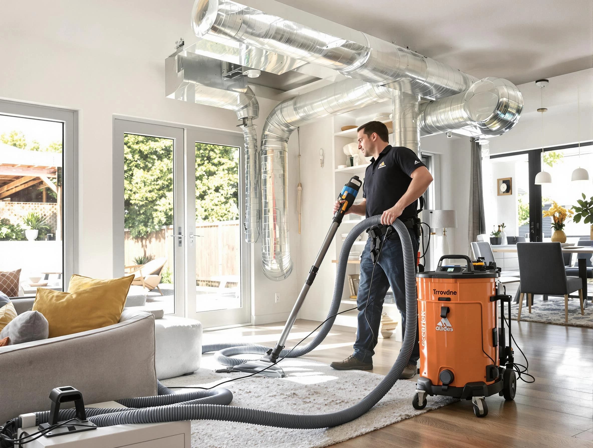 Fair Oaks Air Duct Cleaning specialist performing thorough residential duct cleaning using advanced equipment in Fair Oaks