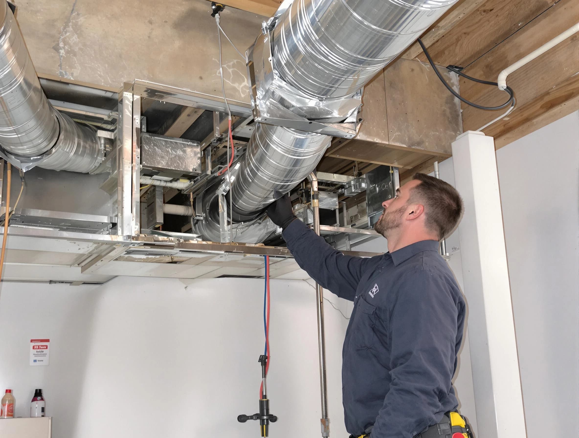 Fair Oaks Air Duct Cleaning technician performing professional air duct repair using specialized tools in Fair Oaks